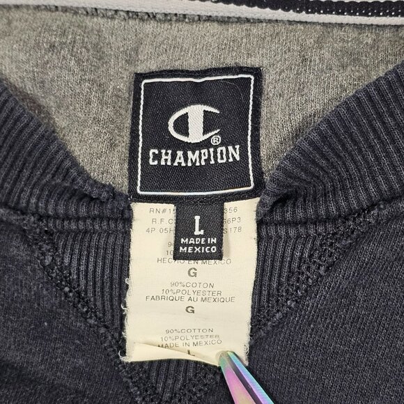 Vintage Champion Tug O War Embroidered Mens Large Black Long Sleeve Sweatshirt - Picture 6 of 8